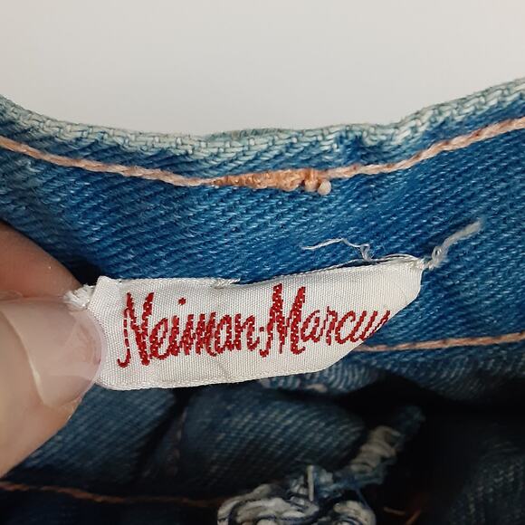 Vintage French Toast Patchwork Denim Belt Loop Stacked Jeans Kids 4S Custom Rare - Picture 5 of 14